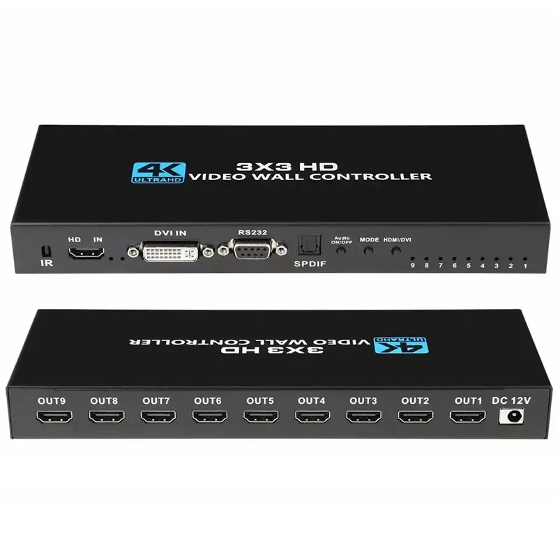 

4K 3x3 DVI Video Wall Controller 1x3 1x4 2x3 2x4 Vs 1080P 2x2 HDMI-compatible 2 3 4 TV Multi Screen Processor Video Splicer