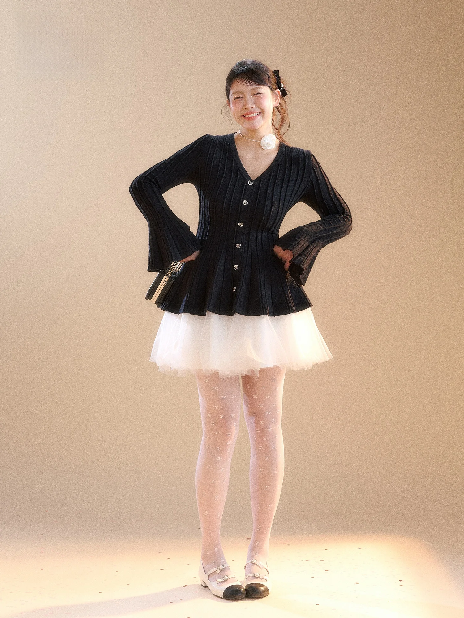 

plus Size Women's Knitwear V-Ne Slimming Waist White Lace Top with High Waist f Skirt Set Korean Sle Commute Faion