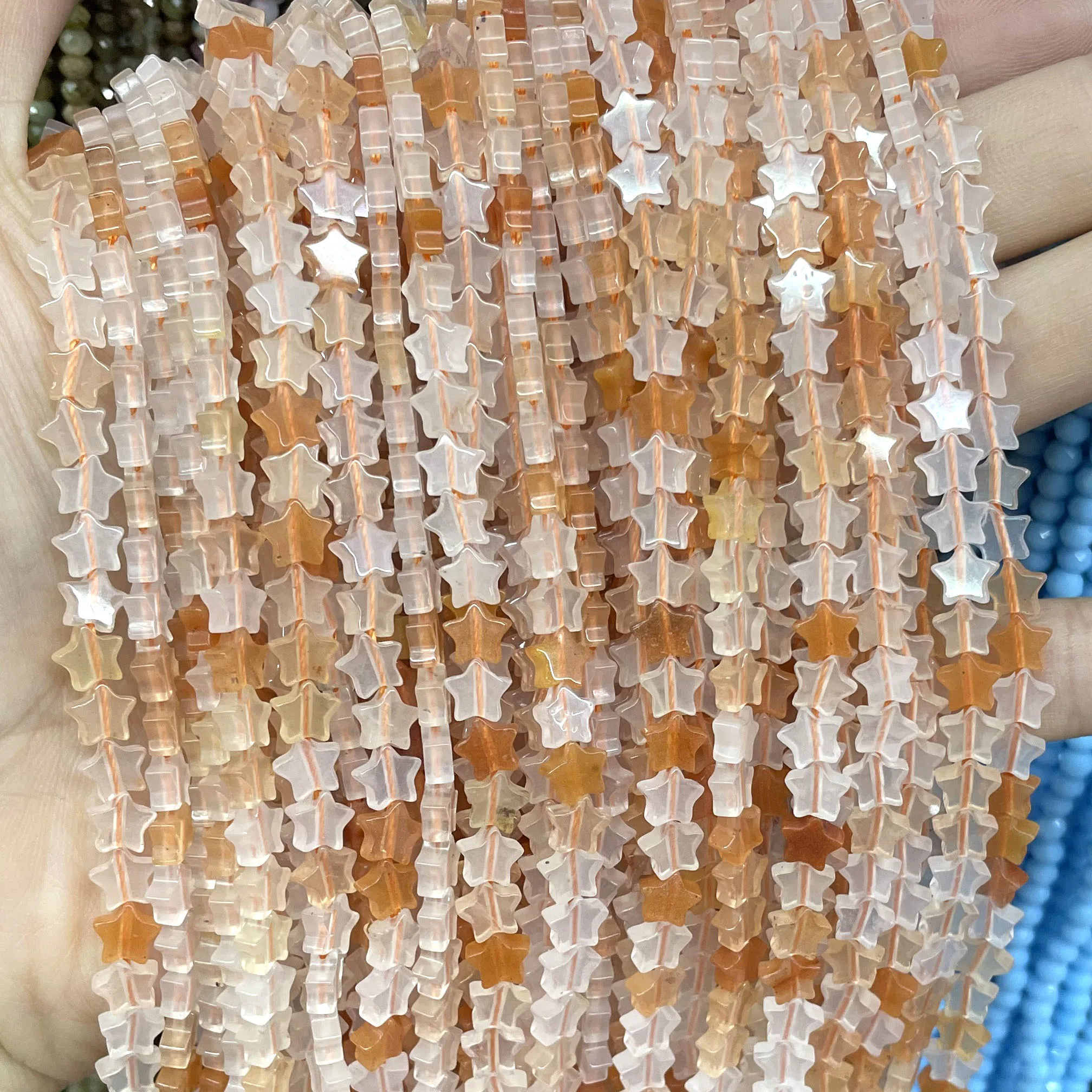 6MM Natural Star Shape Agates Quartz Amazonite Jades Aventurine Loose Spacer Beads For Jewelry Making DIY Bracelet Necklace