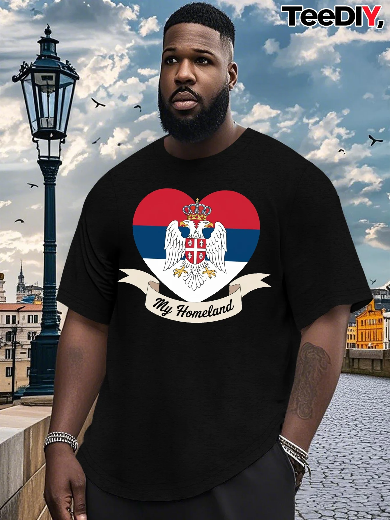 

Футболка с сербским флагом «Сердце моей родины» и патриотическим рисунком, 100% хлопок, с круглым вырезом и коротким рукавом, летняя повседневная мужская футболка, уличная одежда