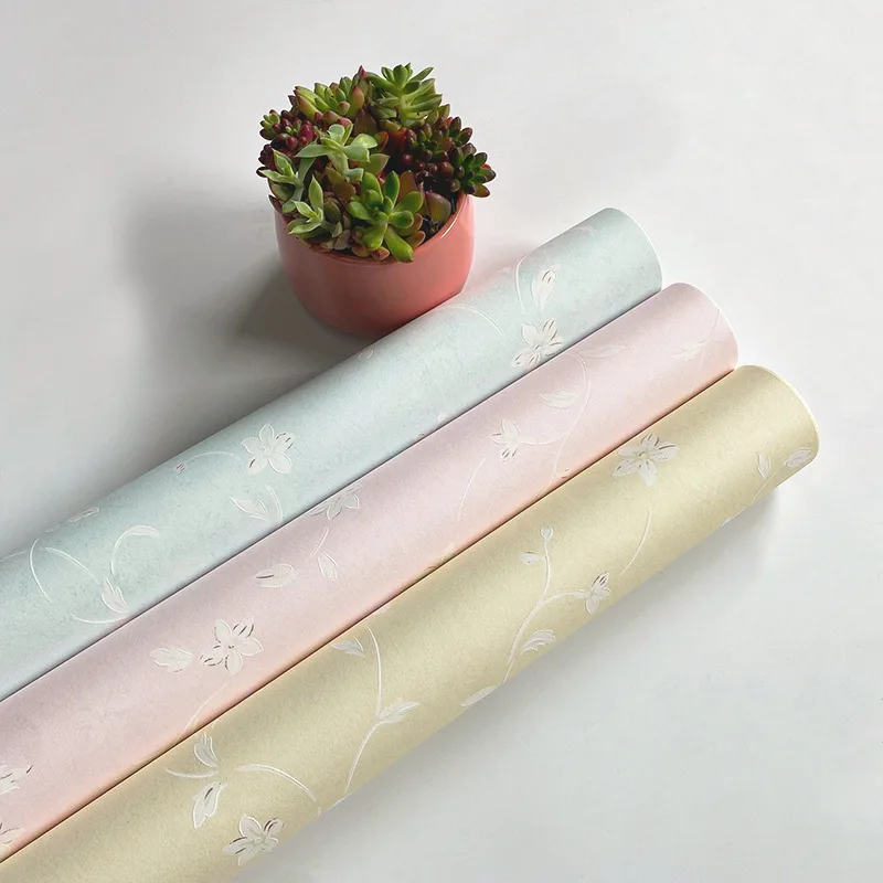 Light Pink 3D Cottage Vine Scroll Wallpaper for Bedroom Living Room Hotel Rustic Small Floral Leaf Embossed Wallpaper