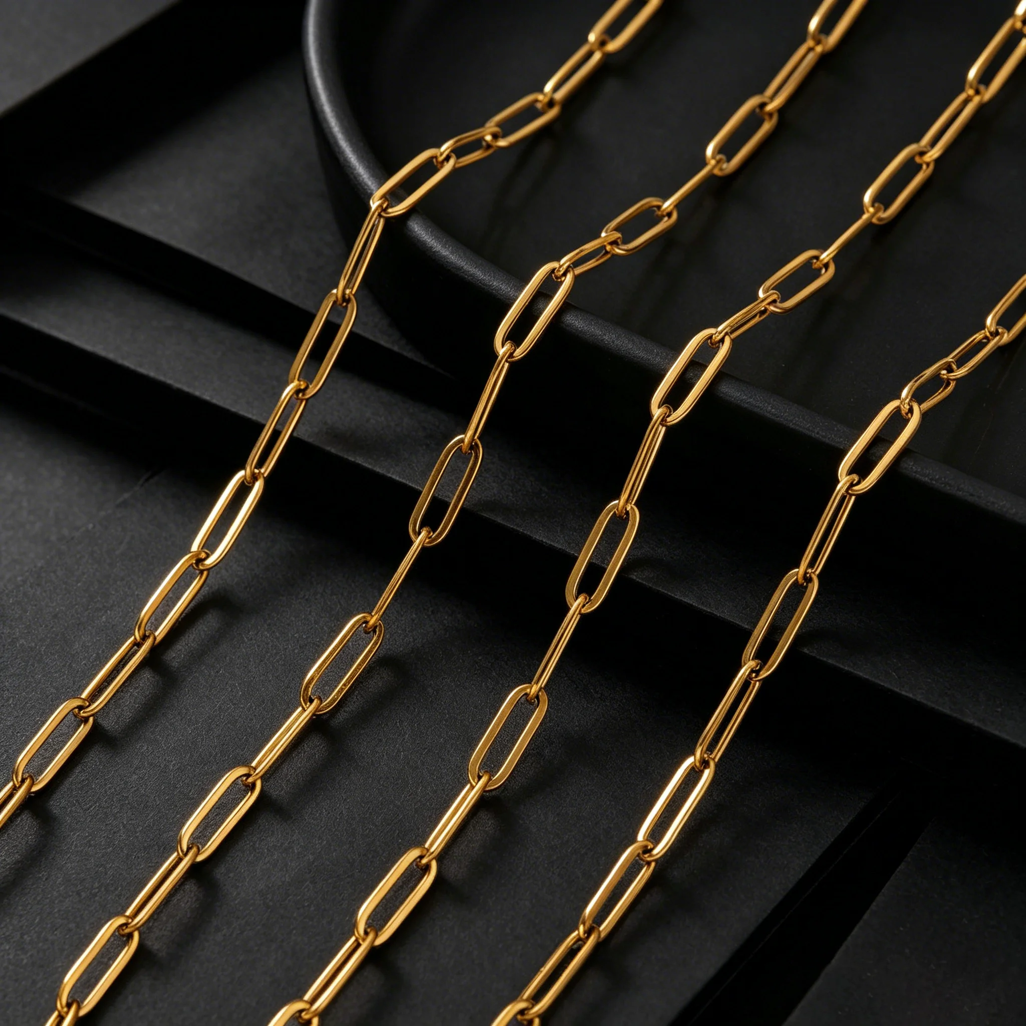2 Stück/Set Edelstahl Goldfarben Büroklammer-Gliederketten-Halsketten für Damen und Herren Punk-Schmuck Geschenkherstellung Zubehör – Detail 4