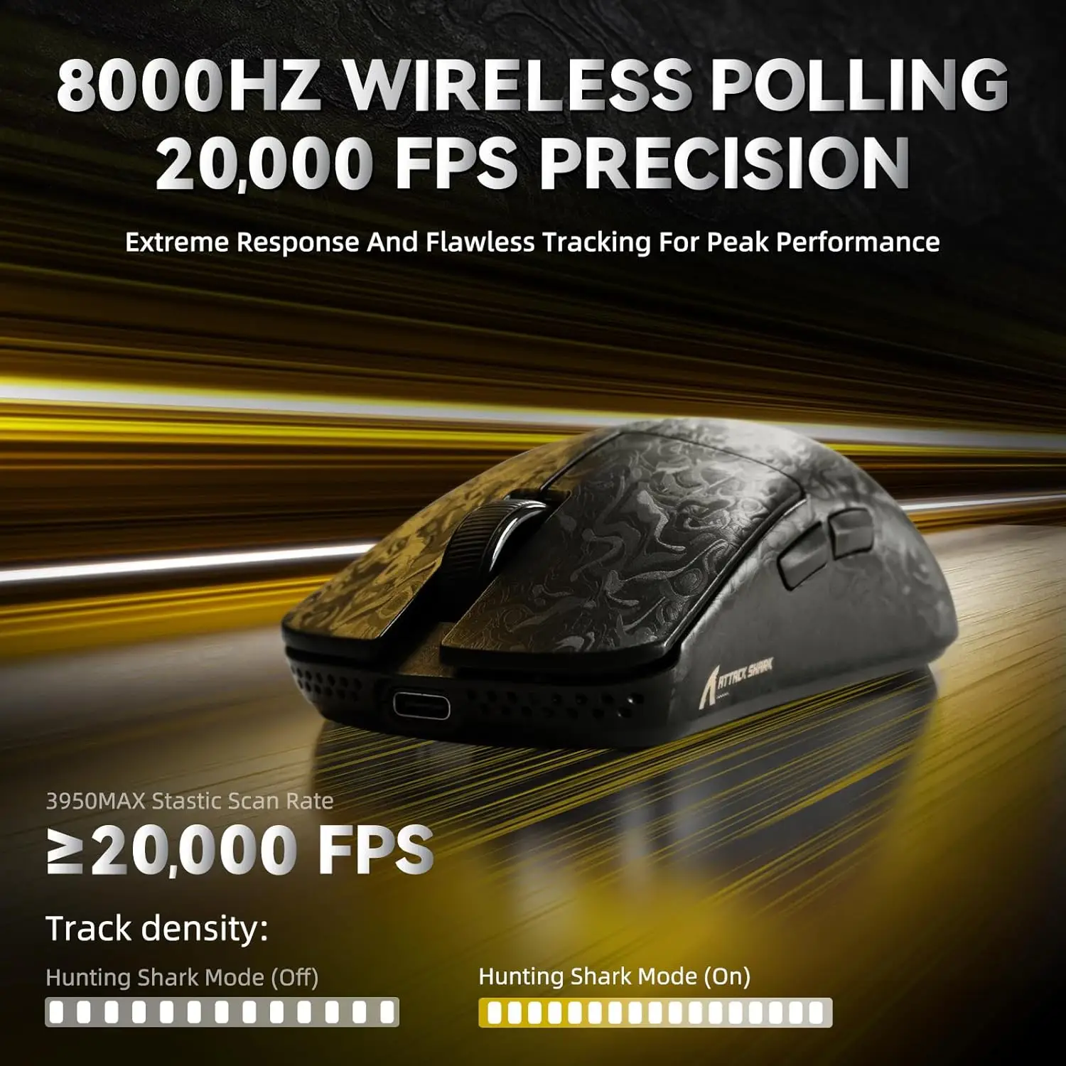 ATTACK SHARK R11 Ultra 8K Carbon Fiber Wireless Gaming Mouse,PAW3950 MAX Sensor,49g Ultra-Lightweight,Nordic 52840 MCU Chip