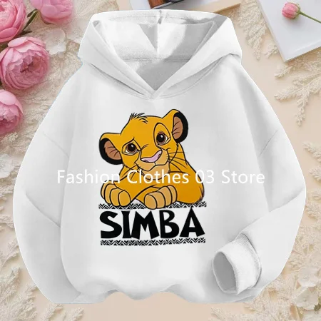 سترة بغطاء للرأس للأطفال من Lion King Simba للأولاد، ملابس سميكة بأكمام طويلة للخريف، سترة بغطاء للرأس للفتيات مع قبعة