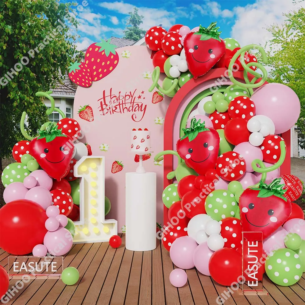 

103pcs Strawberry Party Balloon Garland Arch Kit Berry Girls 1st Birthday Party Supplies Baby Shower Summer Theme Party Decorati