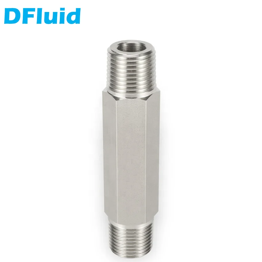 SS316 Male NPT Long Hex Nipple Pipe Fitting 1/4 3/8 1/2 3/4 inch 3000psig Work Pressure Stainless Steel replace Swagelok