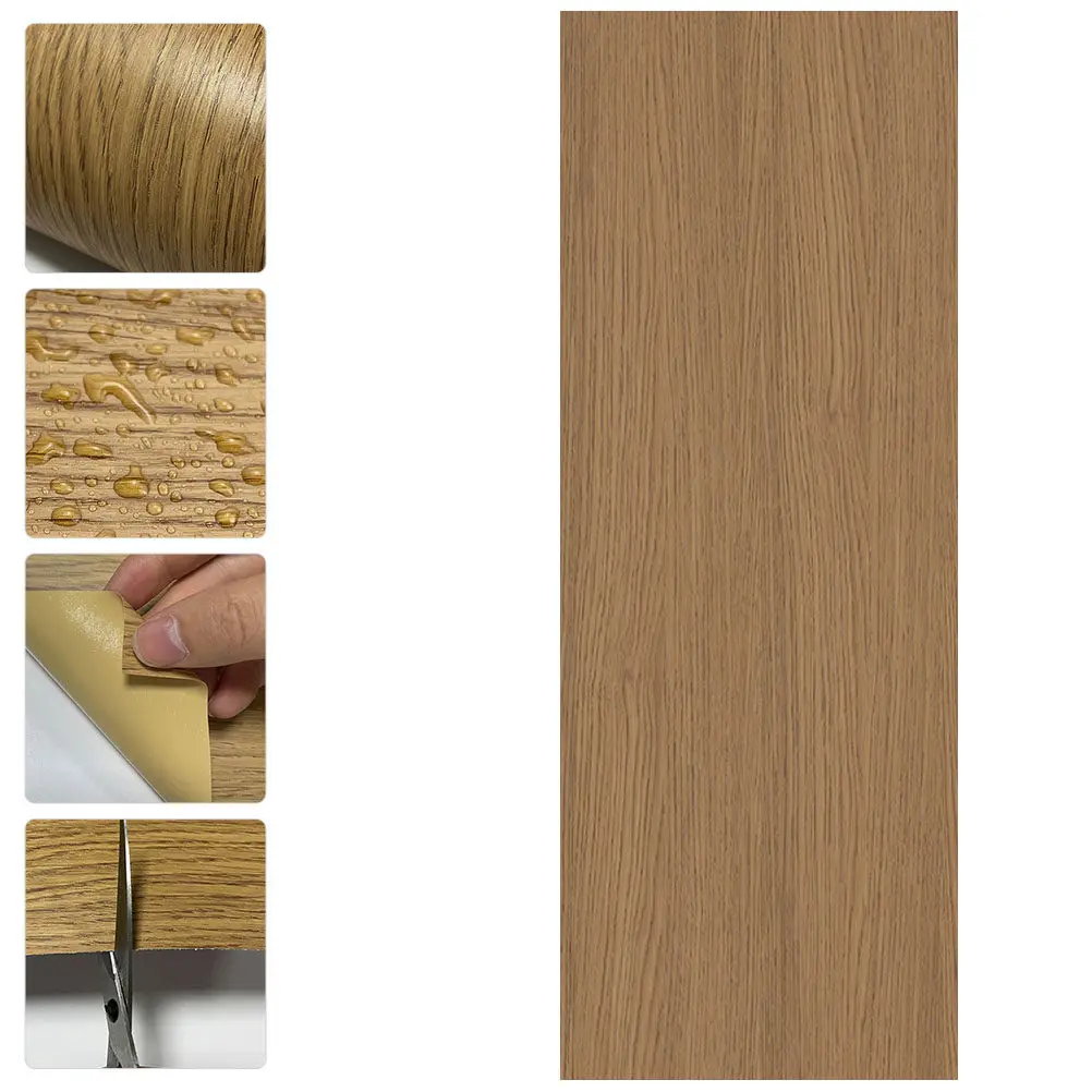 

Wood Grain Waterproof PVC Floor Sticker Peel and Stick Floor Planks Removable Self Adhesive Flooring Tile Decal for Living Room