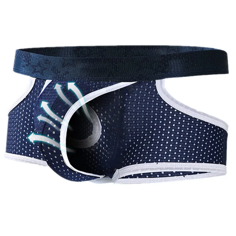 Mens Boxer Shorts Homme Breathable Ice Silk Mesh Underwear Man Jockstraps Separation Bullet Pouch Panties Cueca Plus Size L-4XL