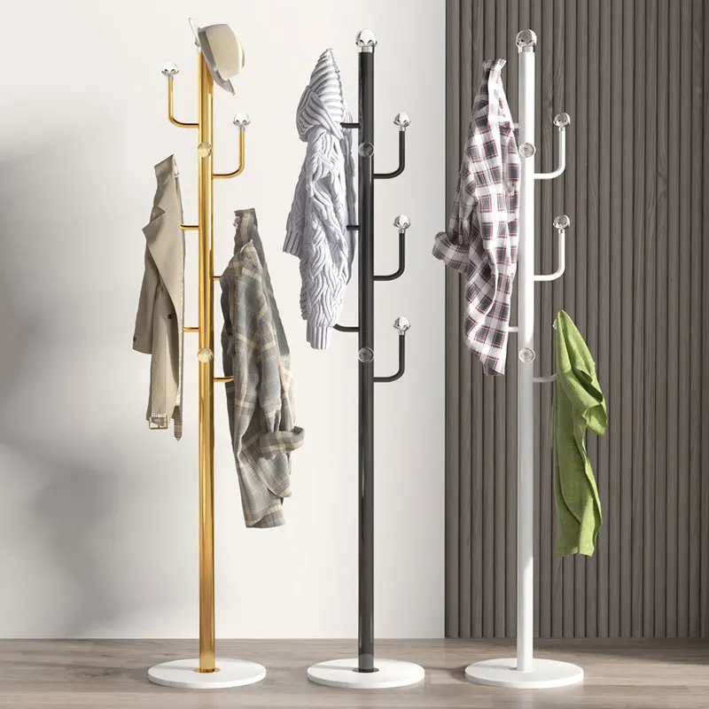 Light Luxury Floor Standing Coat Rack, Modern and Simple Vertical Hanger, Home Bedroom Living Room Crystal Ball Hanger