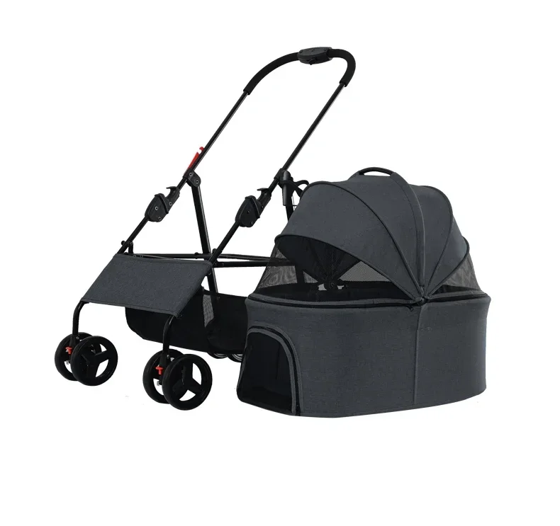 

Luxury Folding Detachable Outdoor Pet Pram Small Dog And Cat Travel Trolley Four Wheeled Pet Stroller Dog Show Trolley