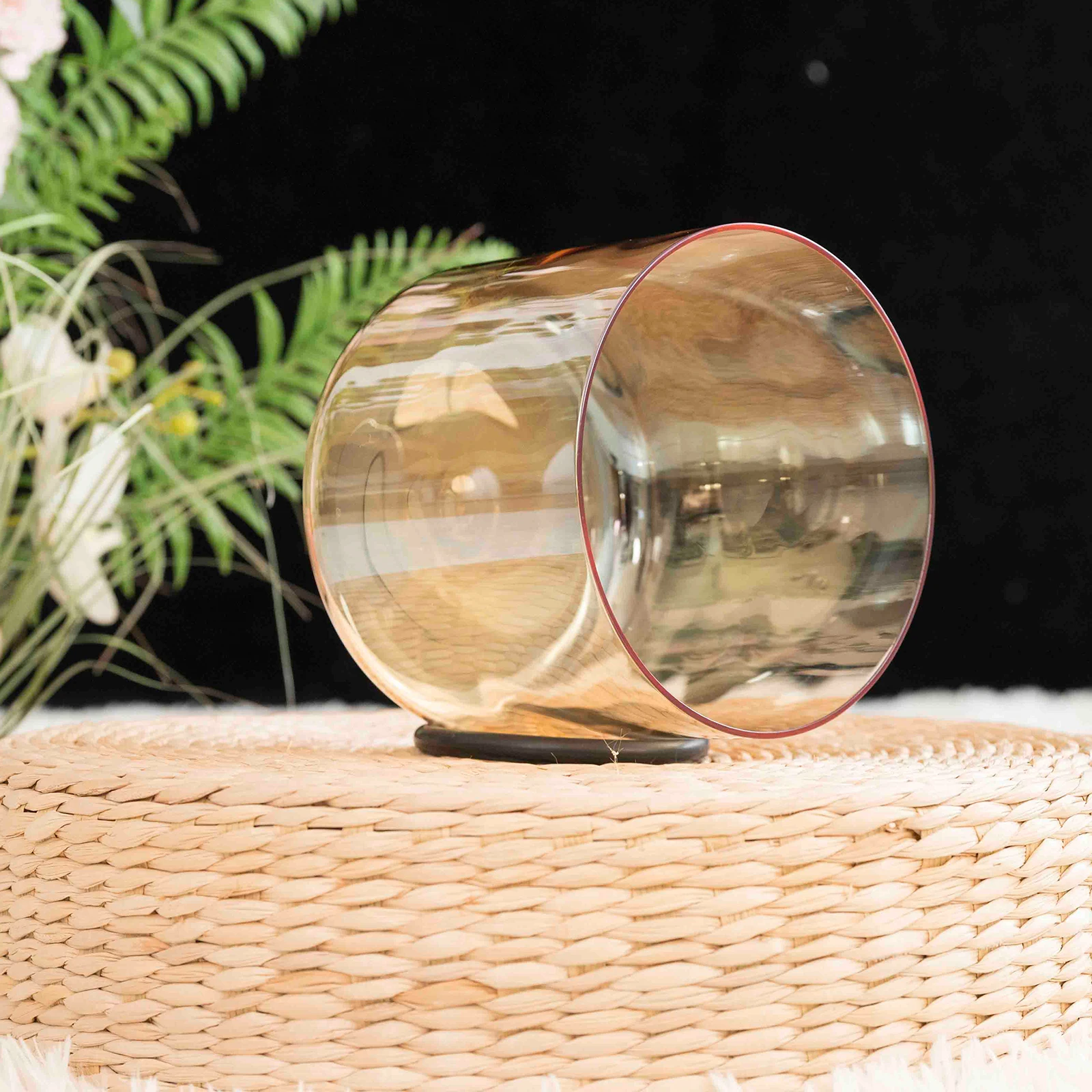 Hye-eun 6 بوصة الشاي واضح كريستال جرس الموسيقى الآلات الموسيقية لشفاء الصوت التطهير الإجهاد الإغاثة مع عصا Suedce