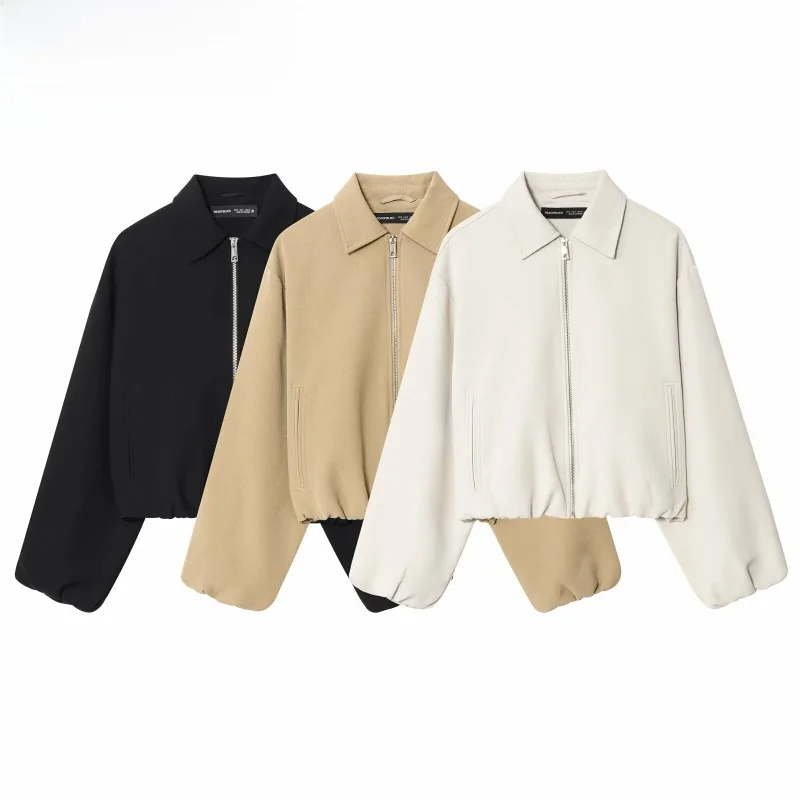 

Faionable Zipper Hem ort Pilot Jaet Women's Spring Autumn New Arrival 2025 Neutral Sle Stand Fit Pilot Coat
