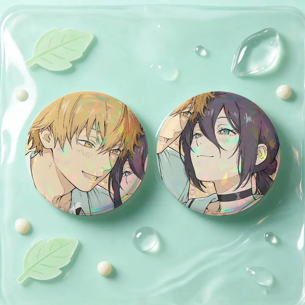 Denji And Reze Anime Badges Button Round Creative Pin Brooch Badge Bag Decor Accessories Fans Collect Friends Gifts