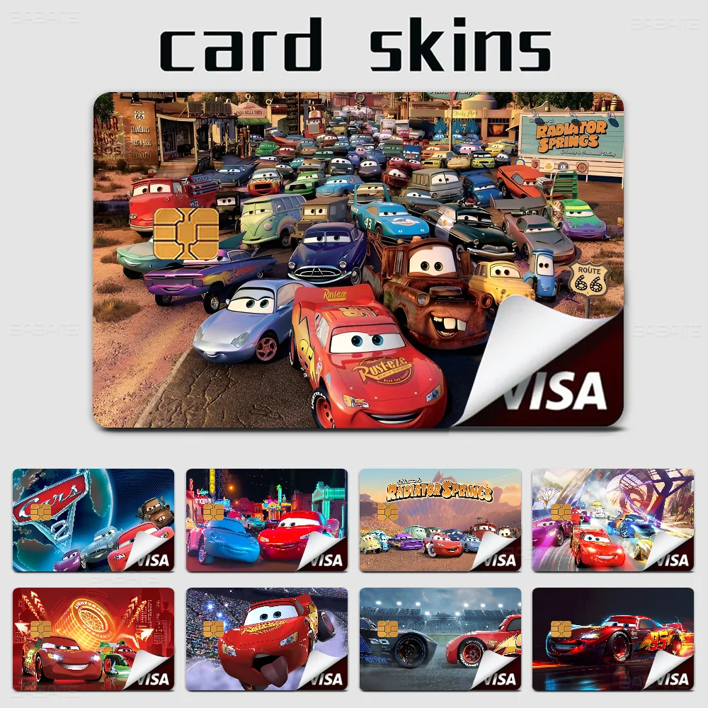 C-Cars M-Mcqueen Cartoon Credit Card Skin Stickers For Bank Card Bus Metro Card Sticker Waterproof Women Gift