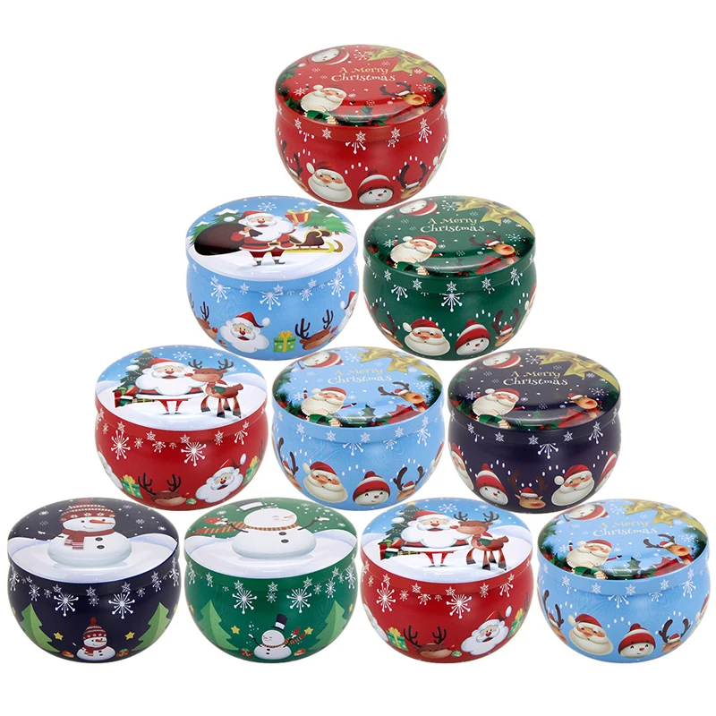 24pcs Floral Printed Candle Jar 2.2oz Round Aromatherapy Candle Making Container Small Metal Tin Boxes Christmas Gift Jars