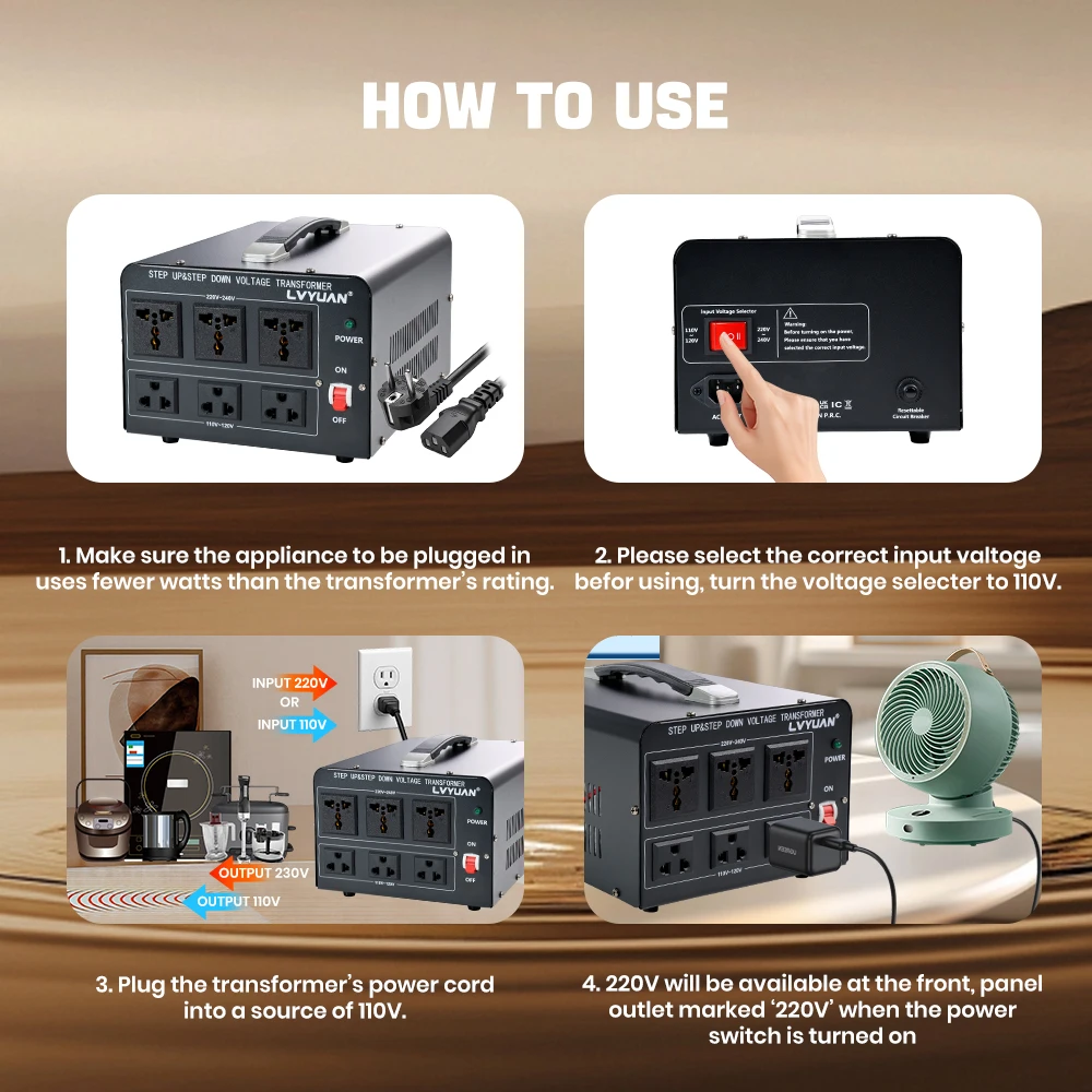 LVYUAN 700W/3500W/6000W Voltage Transformer AC 110V to 220V Or 220V to 110V Step Up&Down Converter US Standard Power Cord view 6