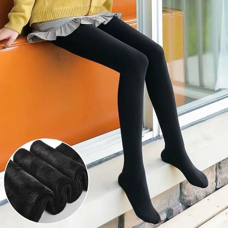 

Black/Nude Slim-fit Compression Pantyhose Plush Fleece High Elasticity Leggings Winter Thicken Hosiery Leg Warmers For Women