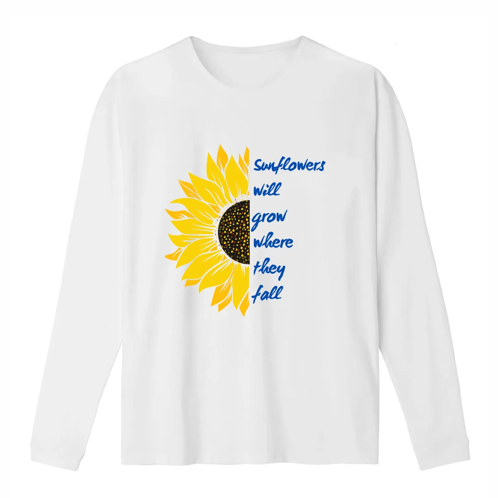 Sunflowers will grow where they fall T-Shirt Summer Casual Cotton Tee Oversized Streetwear Tops Vintage Graphic Print