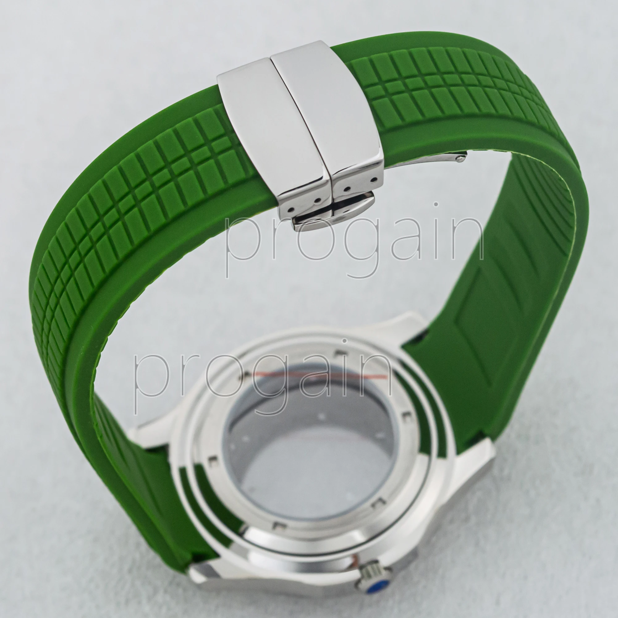 Nh35 Kast Diamanten Watchcase Rubber Armband Saffier Glas Rvs Horloge Kast Voor Nautilus Aquanaut Nh35 Beweging Delen