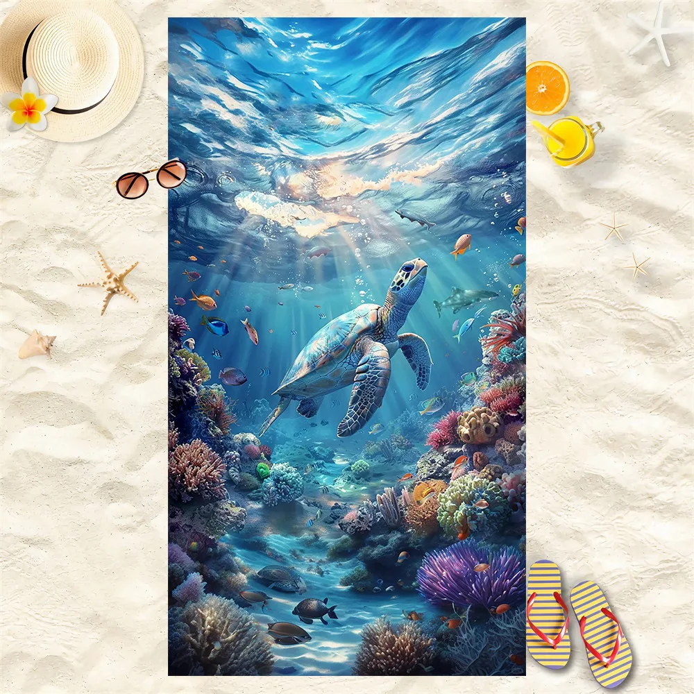 

Print Sea Beach Towel Quick-Dry Washable Beach Towels Sandproof Portable Beach Towels For Travel Swimming Camping Beach