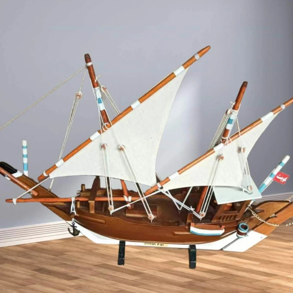 เรือใบไม้เครื่องประดับจําลอง STATIC เรือตกแต่งบ้าน Creative CRAFT เรือของขวัญ Smooth Sailing เครื่องประดับ