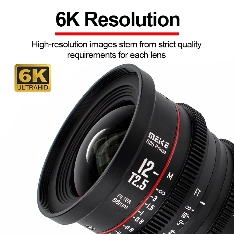 MEIKE Super 35mm S35 12mm T2.5 18mm 25mm 35mm 50mm 75mm 105mm T2.1 Cine Movie Lens for Canon EF Arri PL Mount 6DII 7D R5C RED