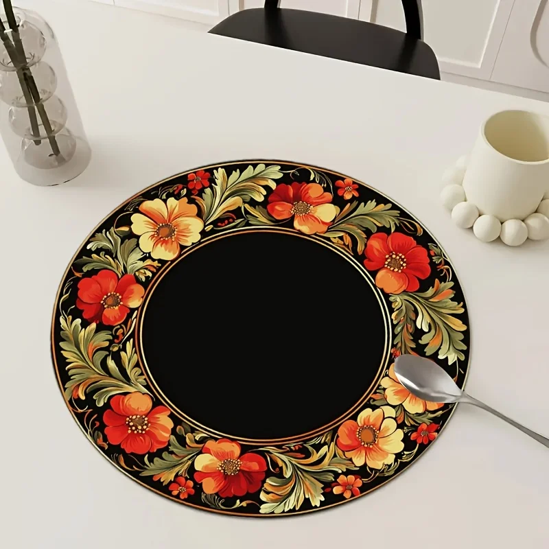 VIKAMA 4-Piece Vintage Floral Placemats Perfect for Family Gatherings Friends' Get-Togethers and Café Table Decor & Accessories