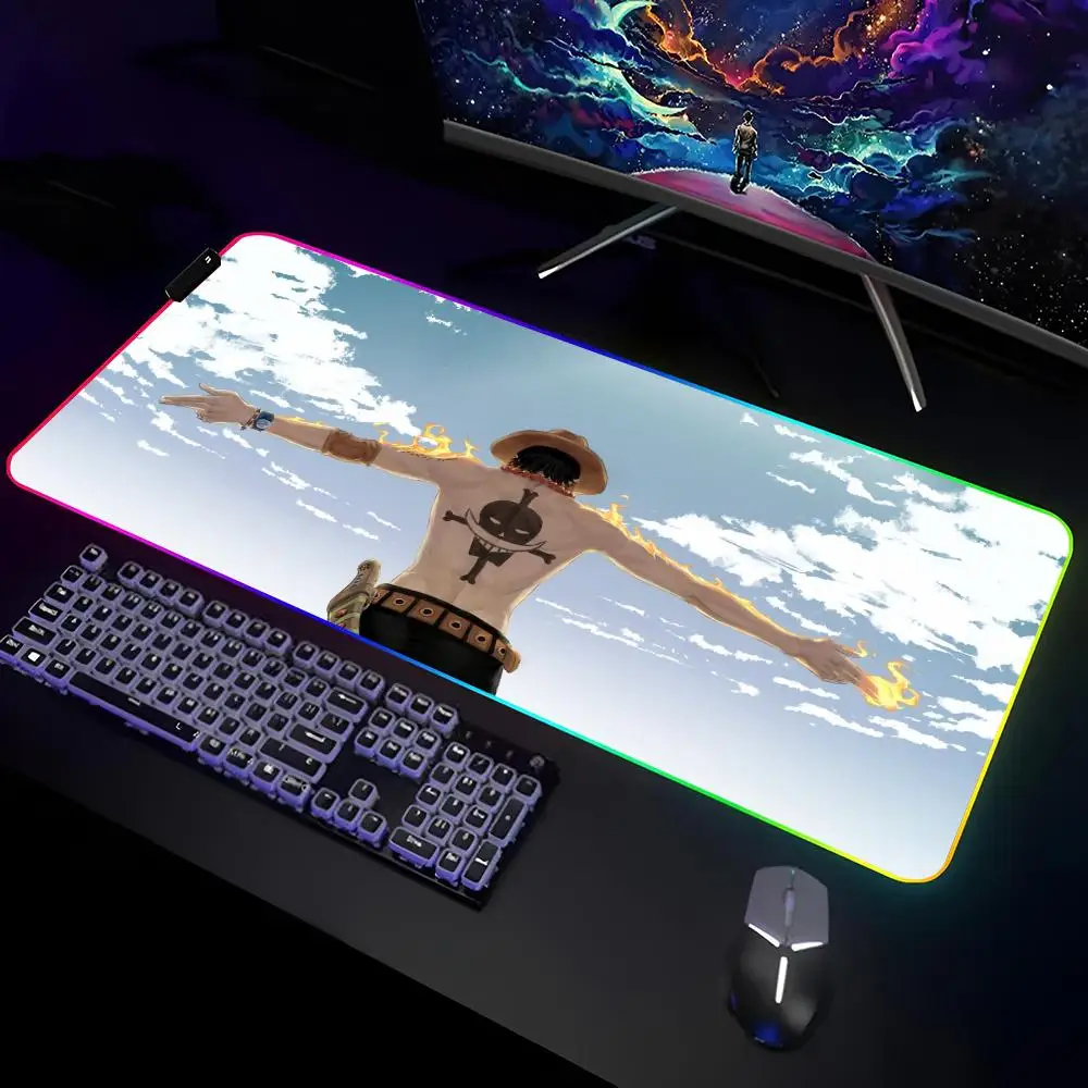 Anime O-Ones Pieces Cool Mouse Pad Gamer RGB Deskmat Keyboard Mat Gaming Laptops LED Mousepad Desk Protector Anime Mause Mats
