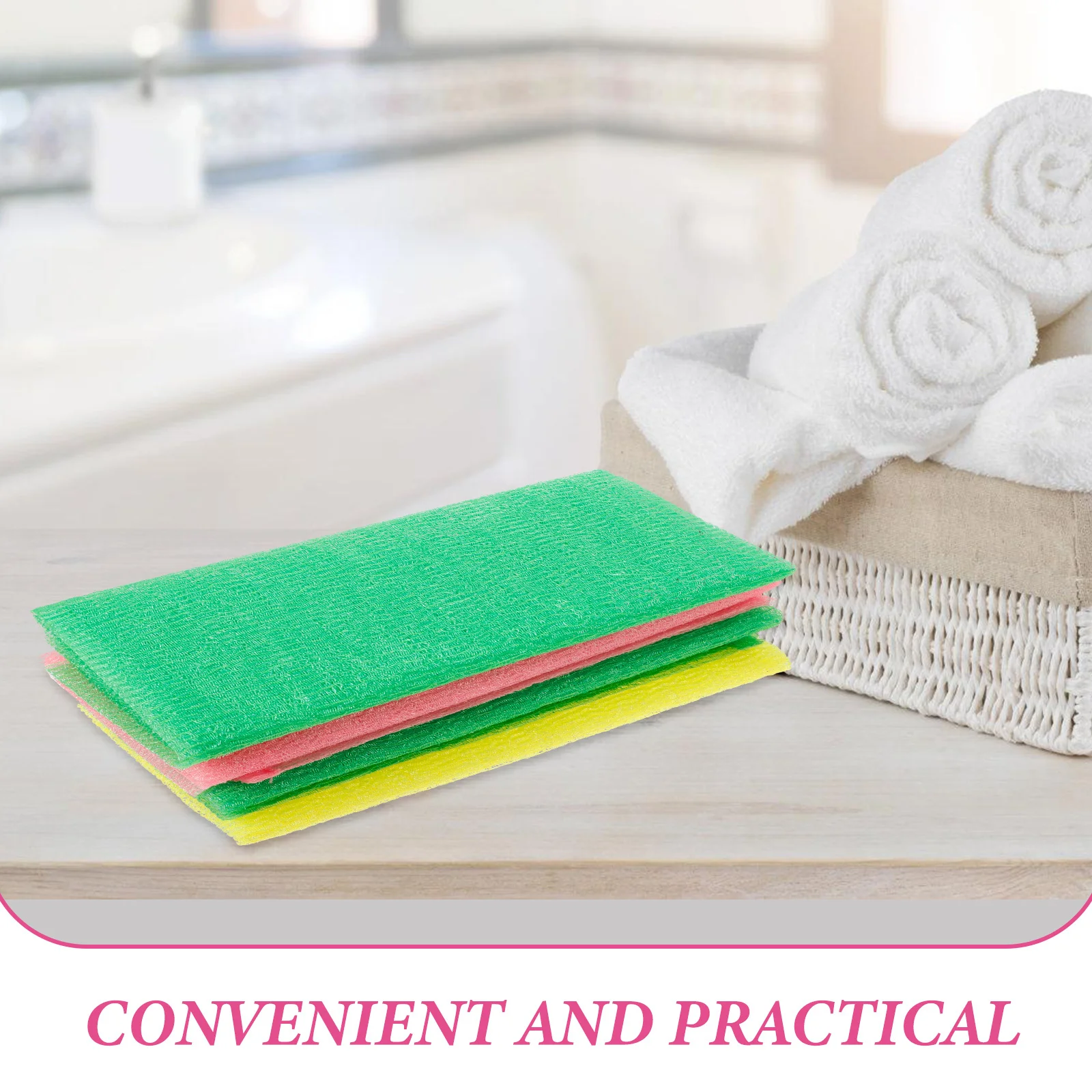 

4Pcs Exfoliating Bath Cloth Nylon Back Scrubber Long Shower Towel Dead Skin Remover Quick Dry Machine Washable