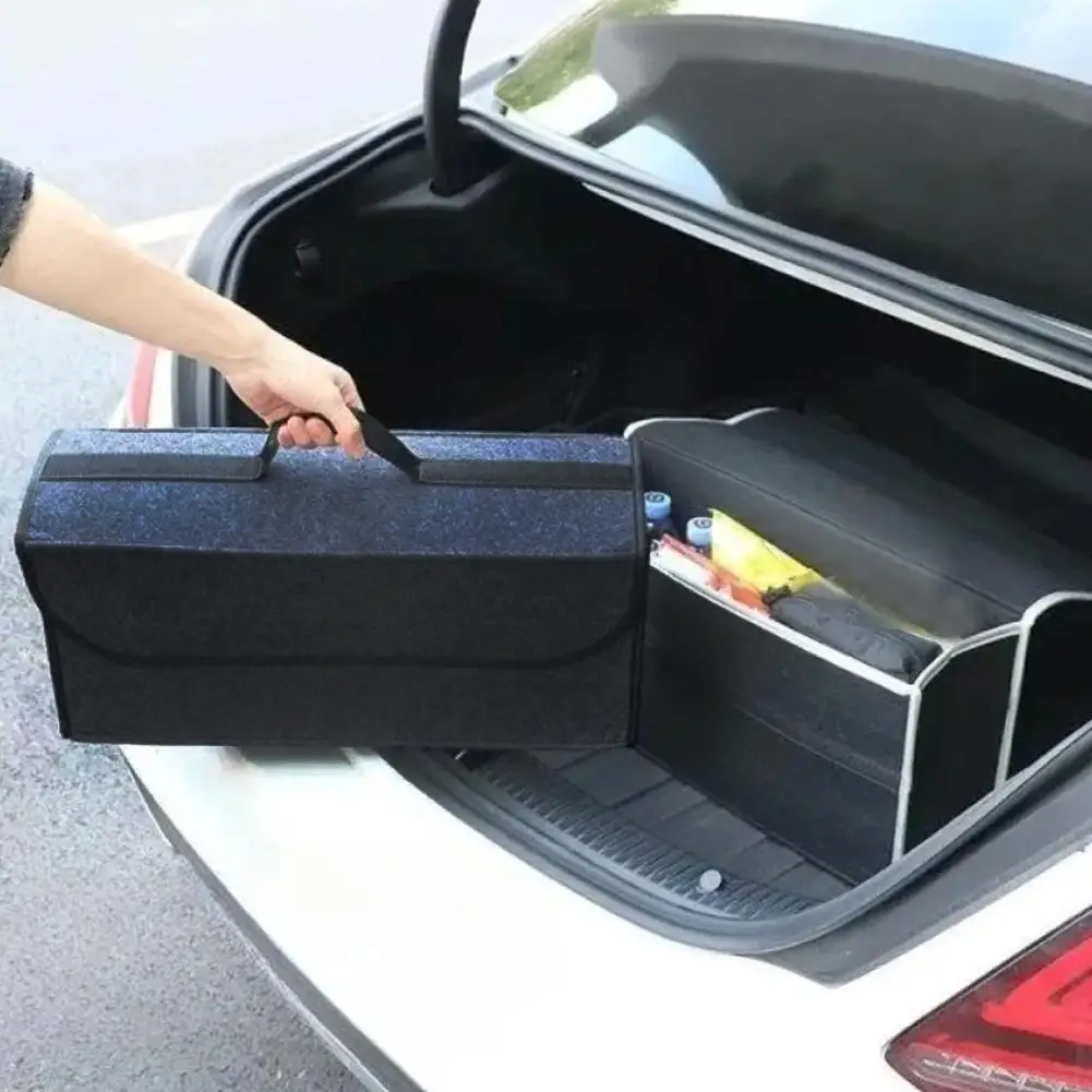 

Large Anti Slip Compartment Boot Storage Organizer Car Trunk Organizer Soft Felt Storage Box Tool Bag Accessories