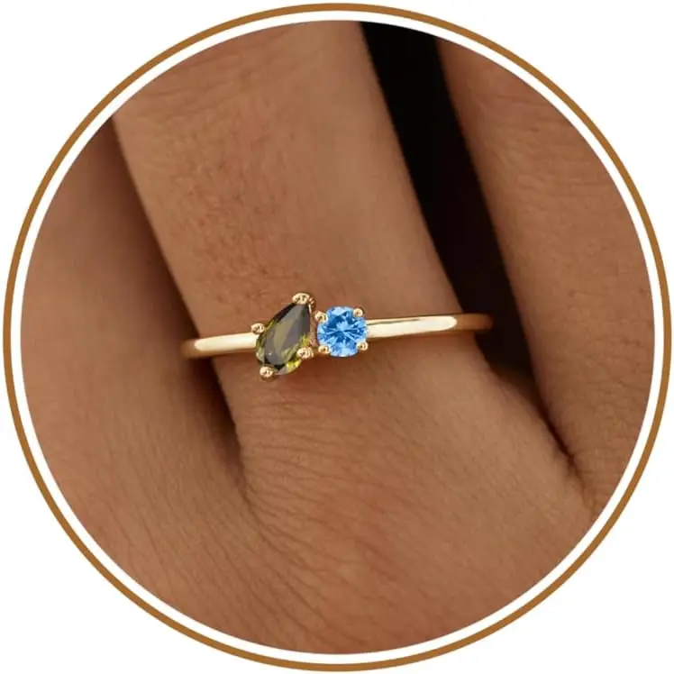

Кольца с камнями по месяцам рождения для женщин, изящное кольцо с изумрудом и синими камнями, подарки на день рождения для мамы, кольцо с драгоценными камнями и фианитами для подростков, золотые кольца, которые не тускнеют