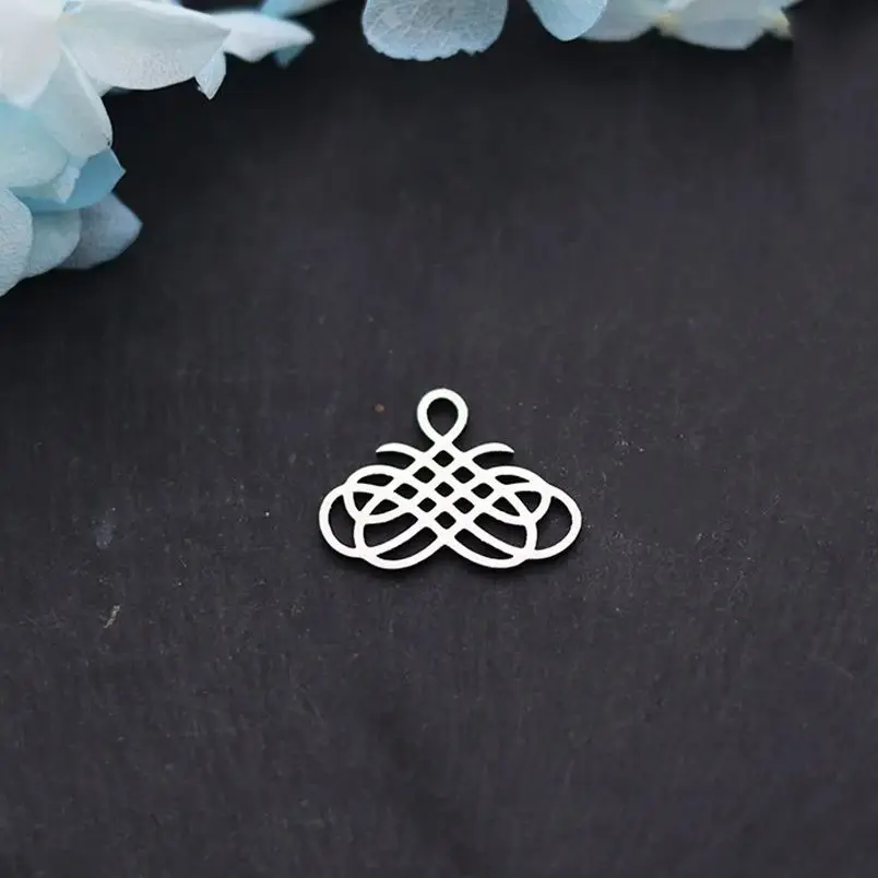 3pcs Chinese Knot Charms Art Line Stainless Steel Pendant for Jewelry Making Bracelets Handmade Infinity Knots Diy Accessories
