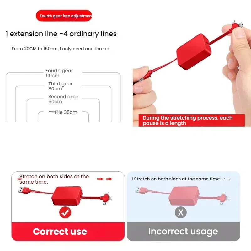 4 IN 1 Cable Stander for iPhone 14 Samsung Galaxy S25 Xiaomi Redmi Note 14 vivo Y29 4G Coolpad C16s OnePlus 13R Charging Charger