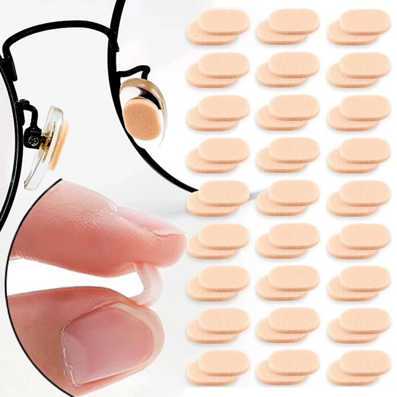 32pcs Non-slip Eye Glasses Nose Pad Self-Adhesive Water-proof Pressure-proof Foam Reusable Oval Shape Eyeglasses Accessories Kit