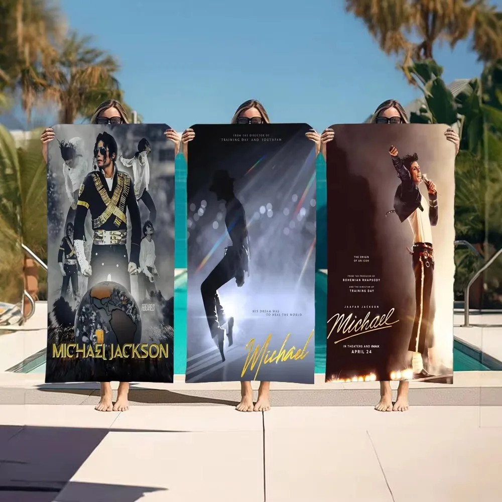 Image of M-Michael J-Jackson Music King Of Pop Strandtuch, Mikrofaser, schnell trocknend, Vintage-Badetuch für Pool, Strand, Reisen, Geschenk für MJ-Fans