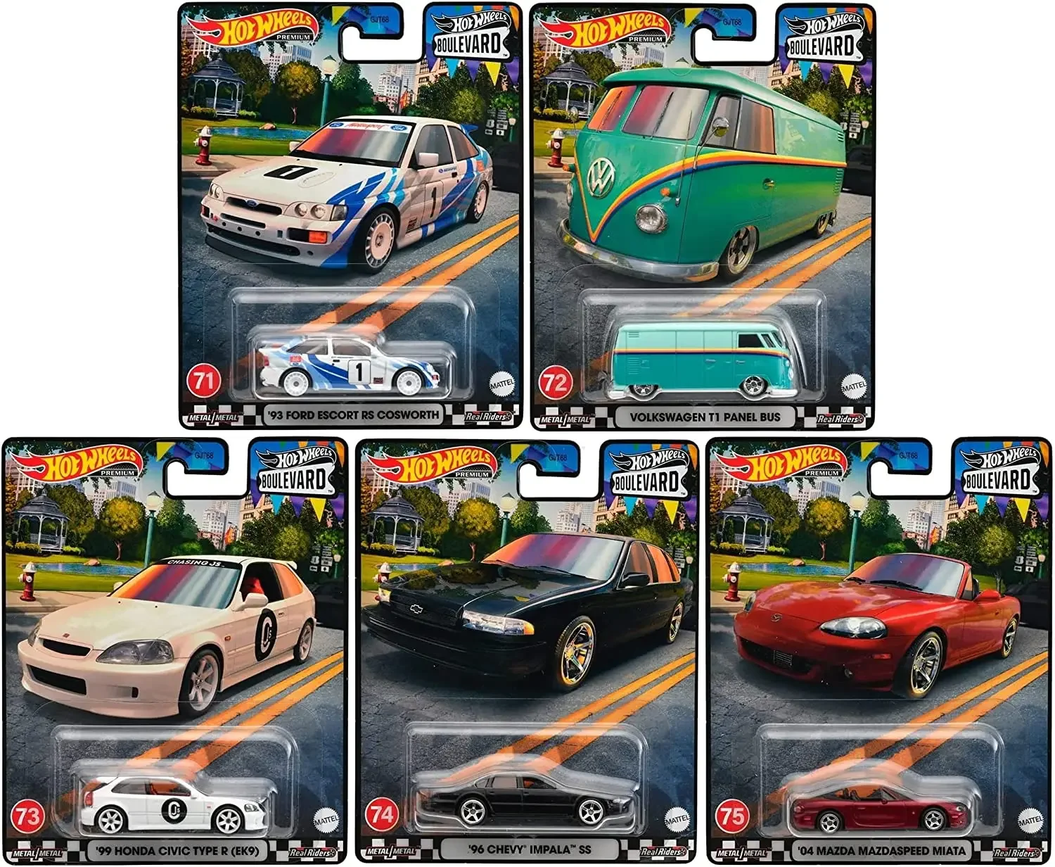 

5 Pack Hot Wheels Premium 1/64 Boulevard Real Riders FORD Hotweheels Miniatures Hotwheels Gifts GJT68-6Q Cart Hoteelws Cars