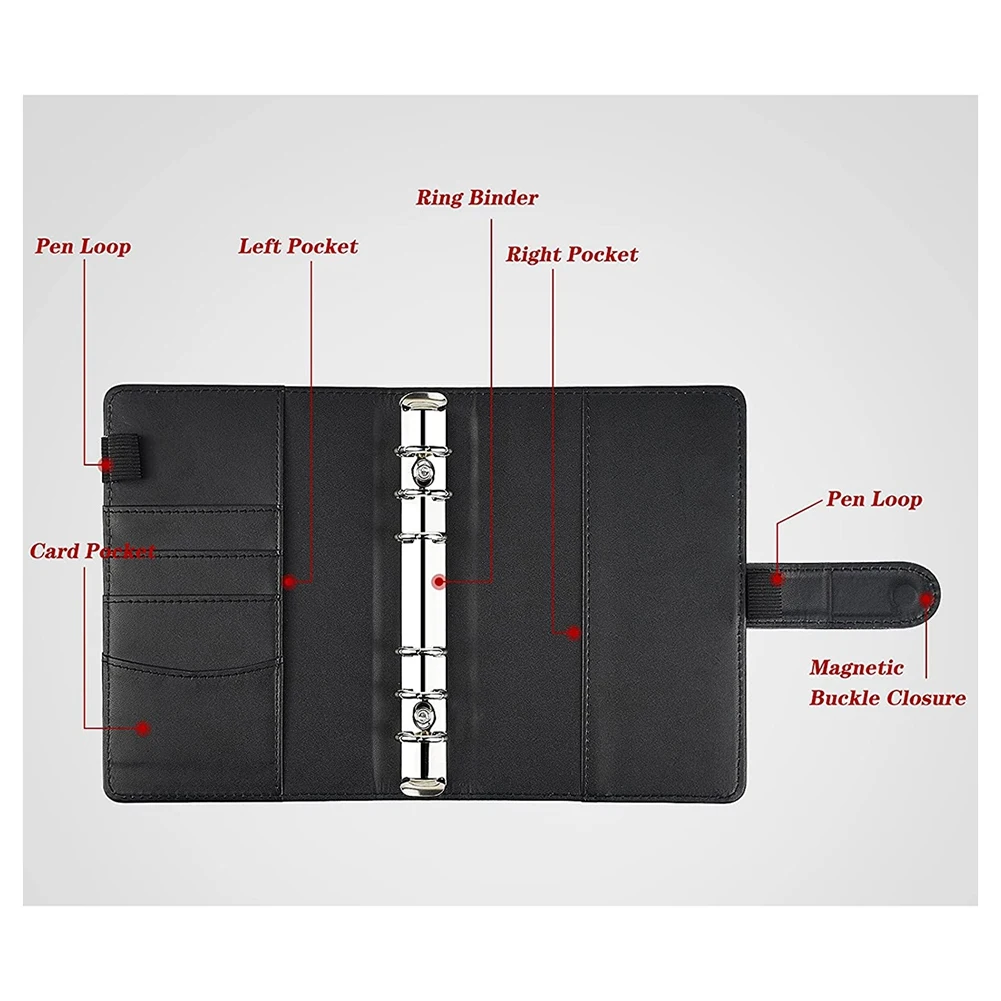 แฟ้มงบประมาณพร้อมซองเงินสดซิปสำหรับการจัดทำงบประมาณระบบซองจดหมายงบประมาณเงินสดกันน้ำ12ชิ้นเป็นเงินสด (สีดำ)