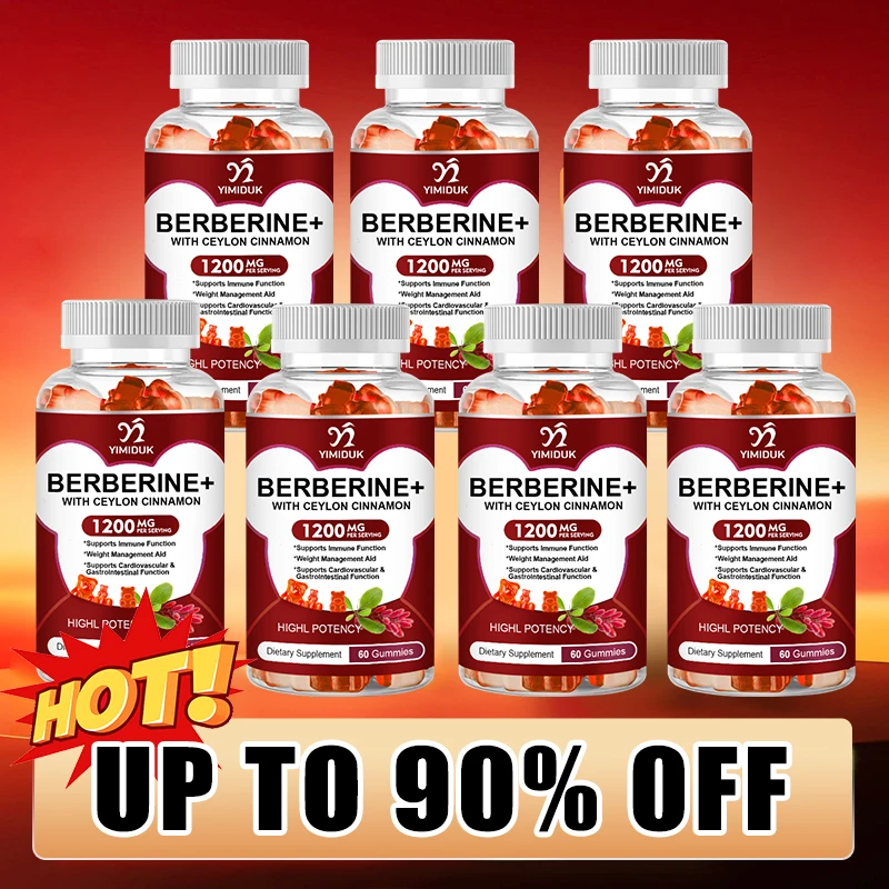 

Premium Berberine Gummies, High Potency Berberine HCI Supplement, Plus Ceylon Cinnamon, Immune System & Metabolism Support