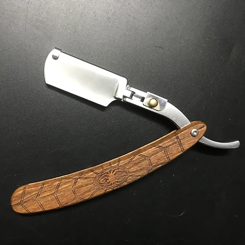 Men Straight Razor Edge Wood Stainless Steel Sharp Barber Razor Professional Manual Shaver Shaving Safety Beard Cutter Tools