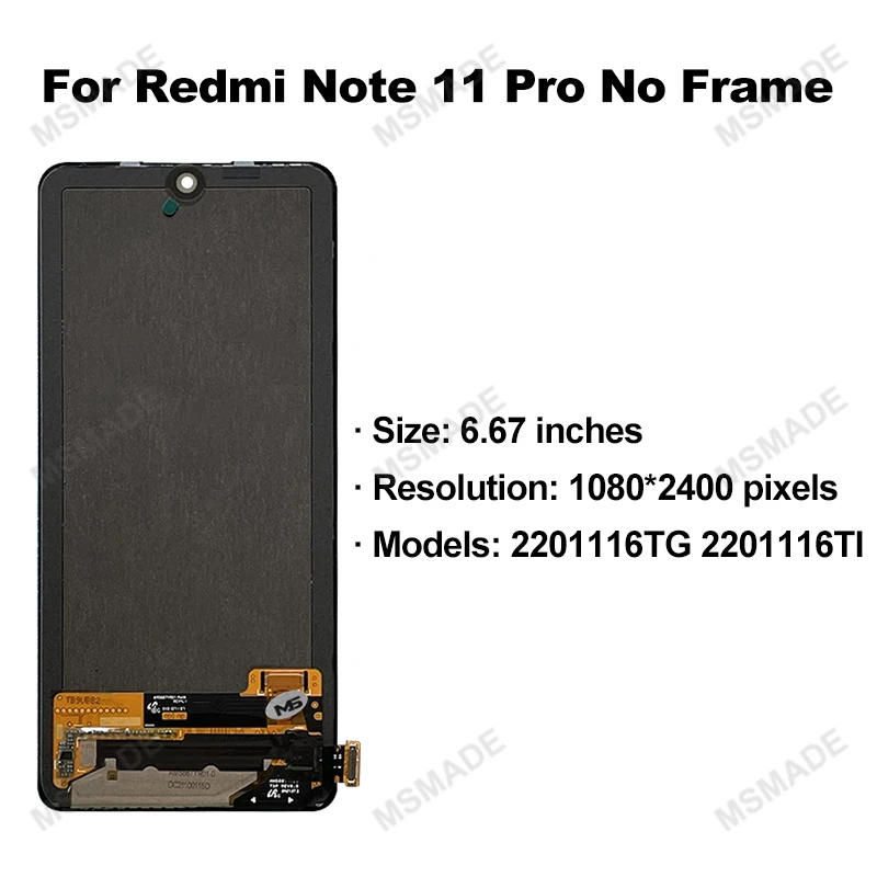 AMOLED For Xiaomi Redmi Note 11 LCD Note 11S 2201117TG Screen Touch Digitizer Replace For Redmi Note 11 Pro 2201116TG Display