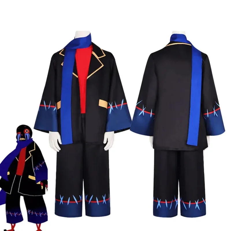 

Anime Game Undertale Error Sans Cosplay Costume Adult Men Game Set Scarf Halloween Party Uniform Clothing Black Suit Ghost