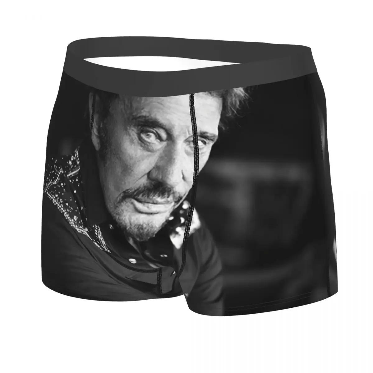 Custom French Rock Singer Johnny Hallyday Underwear Men Stretch Boxer Briefs
