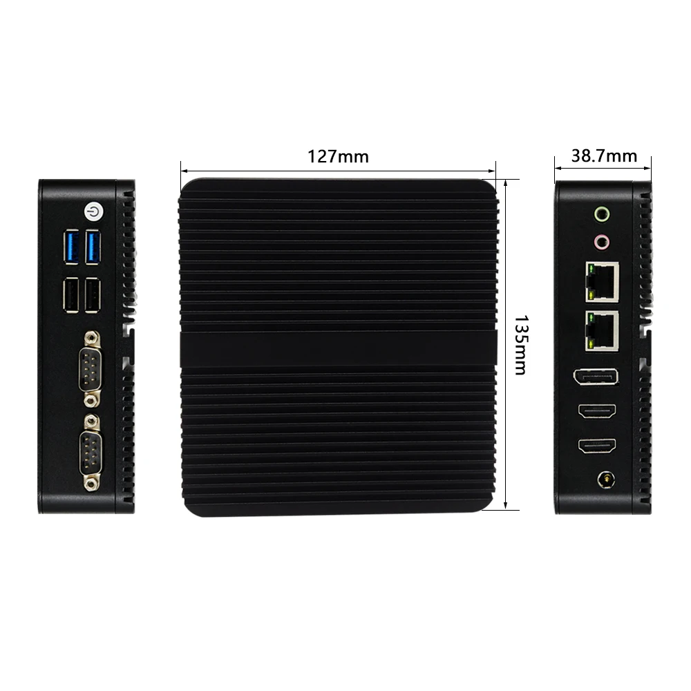 Eglobal Cheapest Intel Celeron J6412 N95 N100 Fanless Mini PC With 2HDMI+1DP 2 Com Ports 2Lans Window10  Laptops Pocket Computer