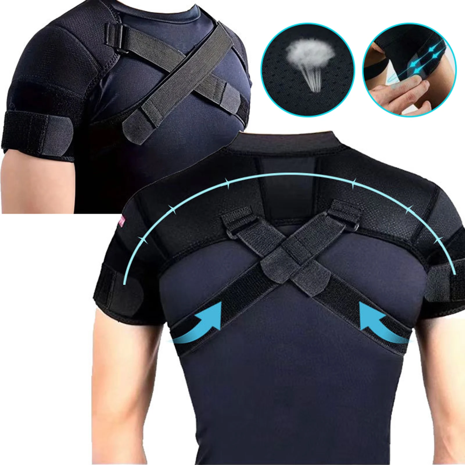 1 Set Adjustable Shoulder Brace Torn Rotator Joint Cuff Compression Sleeve Cross Wrap Recovery Shoulder Stability Support Strap