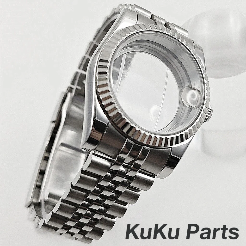 36mm/40mm caixa de relógio cristal safira para nh34 nh35 nh36 nh38 nh39 nh70 nh72 pt5000 eta2824 movimento bloqueio deslizante pulseira relógio