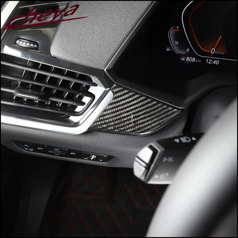 لسيارات BMW X5 X6 G05 G06 2019-2022 LHD ألياف الكربون الحقيقية لوحة سيارة غطاء لوحة مزخرفة الملحقات الداخلية 2 قطعة #5