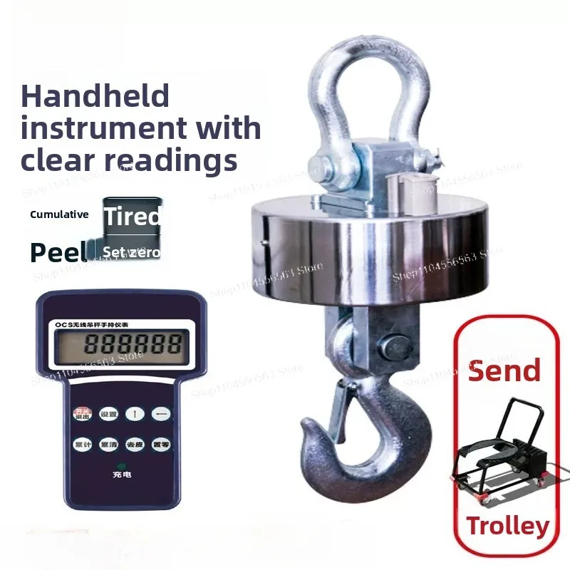 Stainless Steel Wireless Electronic Crane Scale – 3t/10t/20t/30t, Hook Scale with Printer for Lifting/Drum Use