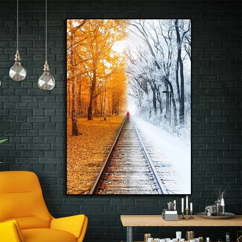 Aurora Forest Flower Lake Snow Owl Landscape Winter Wall Art Canvas Painting Nordic Posters and Prints Wall Pictures Home Decor