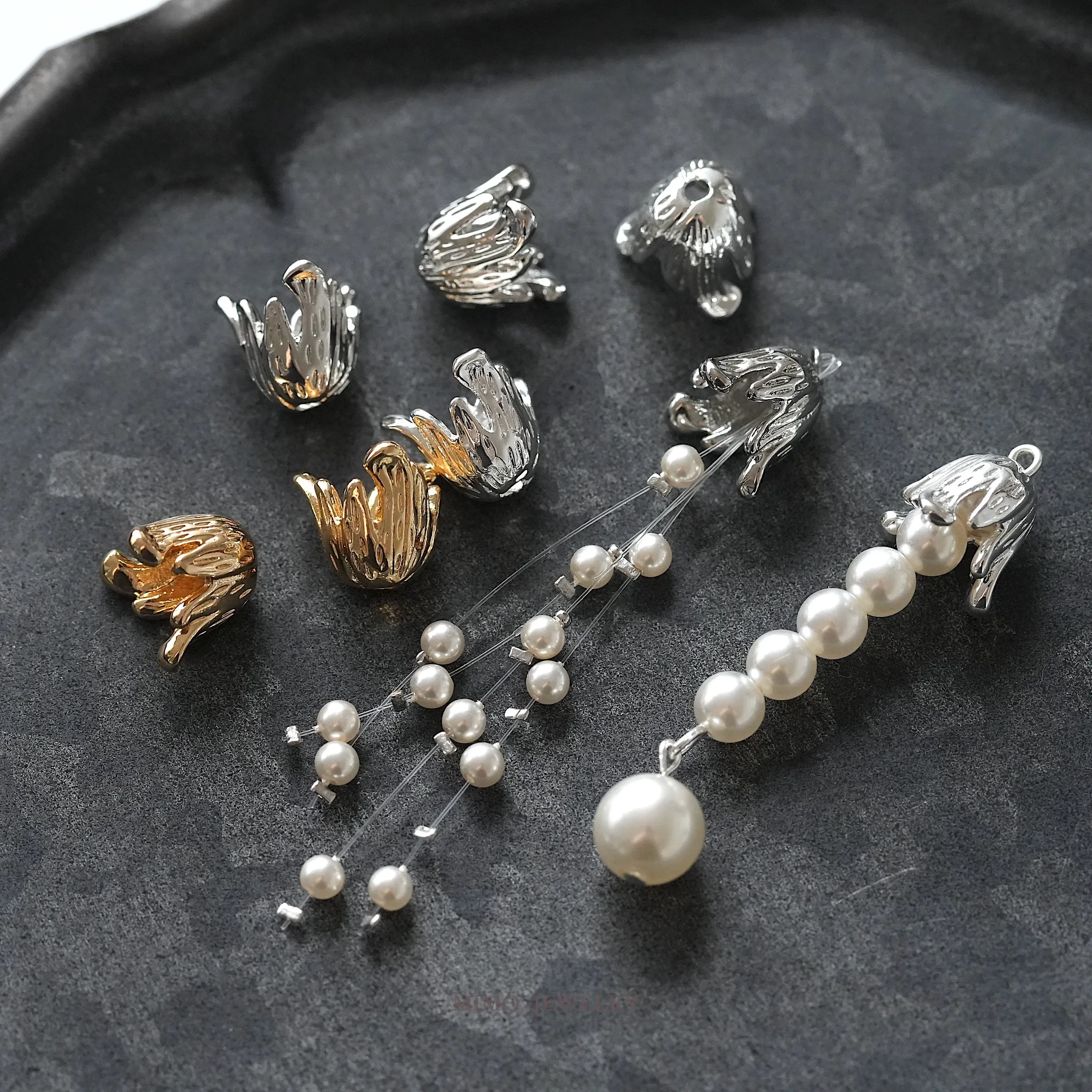 Multi Purpose Flower Shaped Pearl Hat Antique Style Hairpin Charms Pendant Supplies DIY Hand Brass Gold Plated Accessories