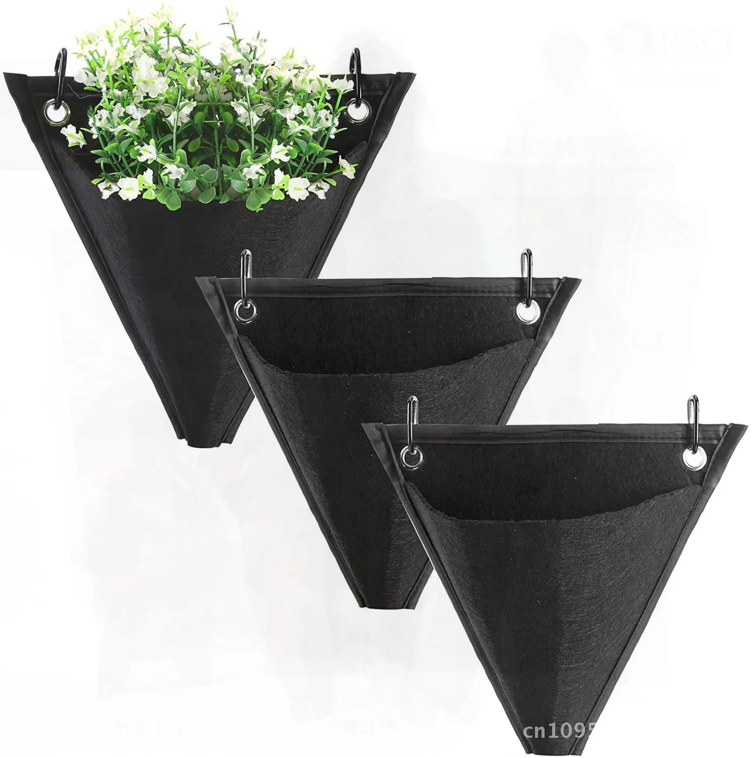 Wall-mounted Triangle Hanging Flower Pot for Fleshy Plants Durable Non-woven Black Garden Flower Container Home Decor